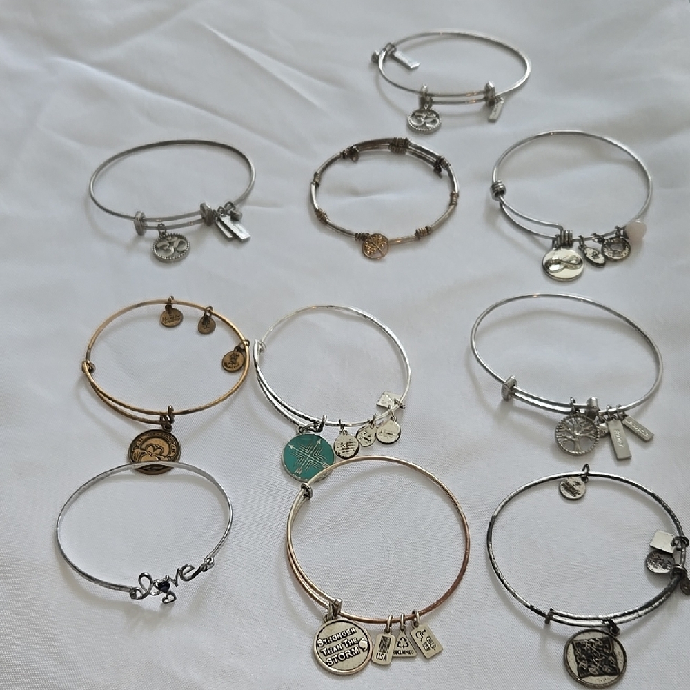 Silver Tone and Gold ToneCharm Bracelet Set. Mixed Lot Of 10